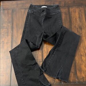 Frame Denim Charcoal Wide Leg Jeans